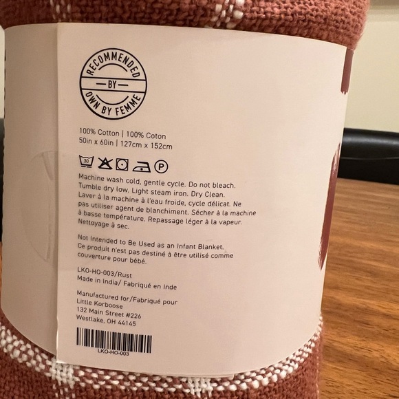 Little Korboose Woven Throw Blanket - Rust Plaid - Picture 2 of 5